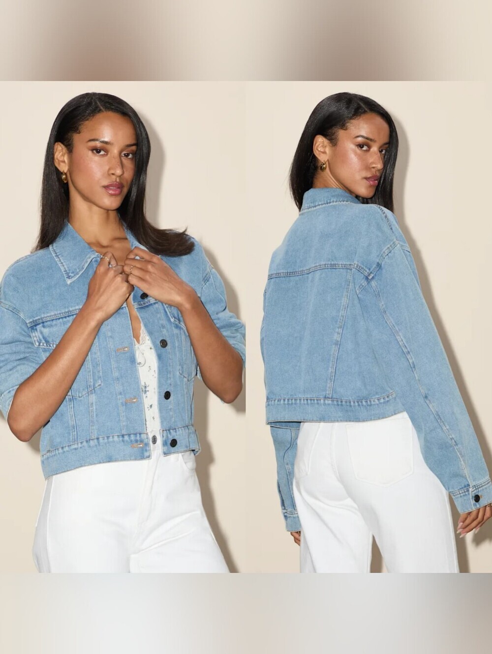 Lulus Josiane Light Wash Cropped Denim Jacket XS Casual Effortless Minimalist